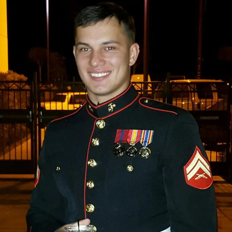 Patryk Stanczak in his Marine Corps dress uniform.